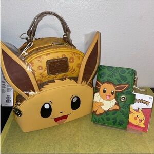 Loungefly Pokemon Eevee Cosplay Convertible Mini Backpack & Forest Floral Wallet